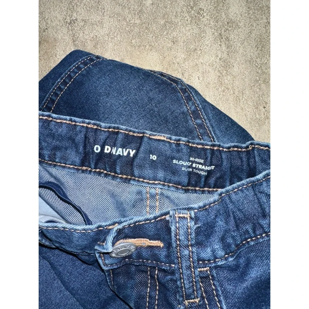 Old Navy Jeans Girls‎ Sz 10 Blue Denim High Rise Slouchy Straight Fit Stretch